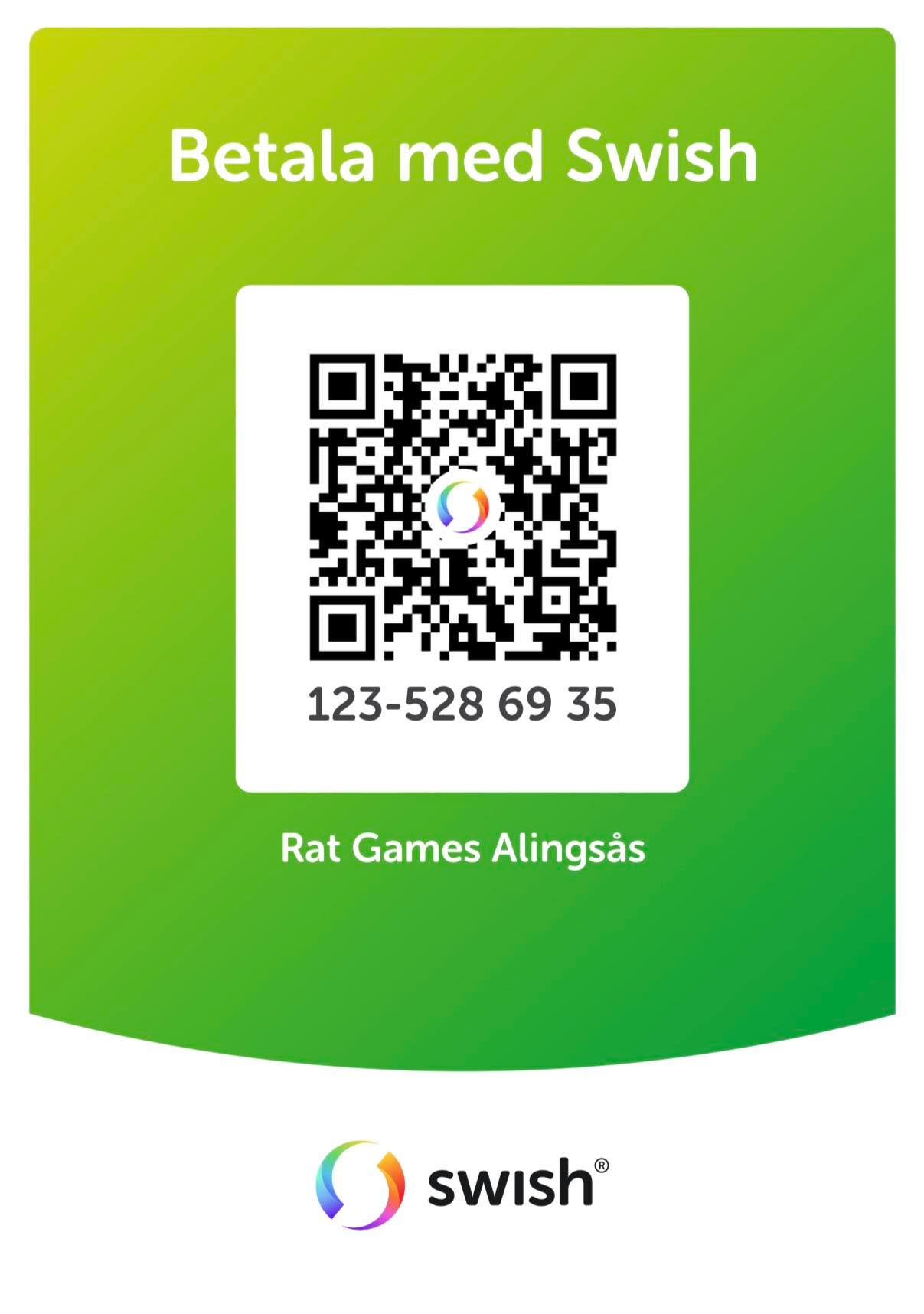 Swish QR-kod för betalning till Rat Games Alingsås, nummer 123-528 69 35
